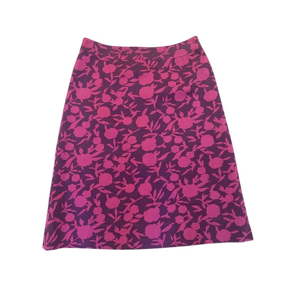 Boden A-Line Skirt Pink Burgundy‎ Floral Cotton Lined US 4R EUC